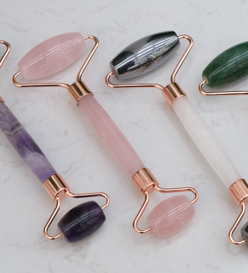 Facial Roller Massage Tool Quartz and Hematite