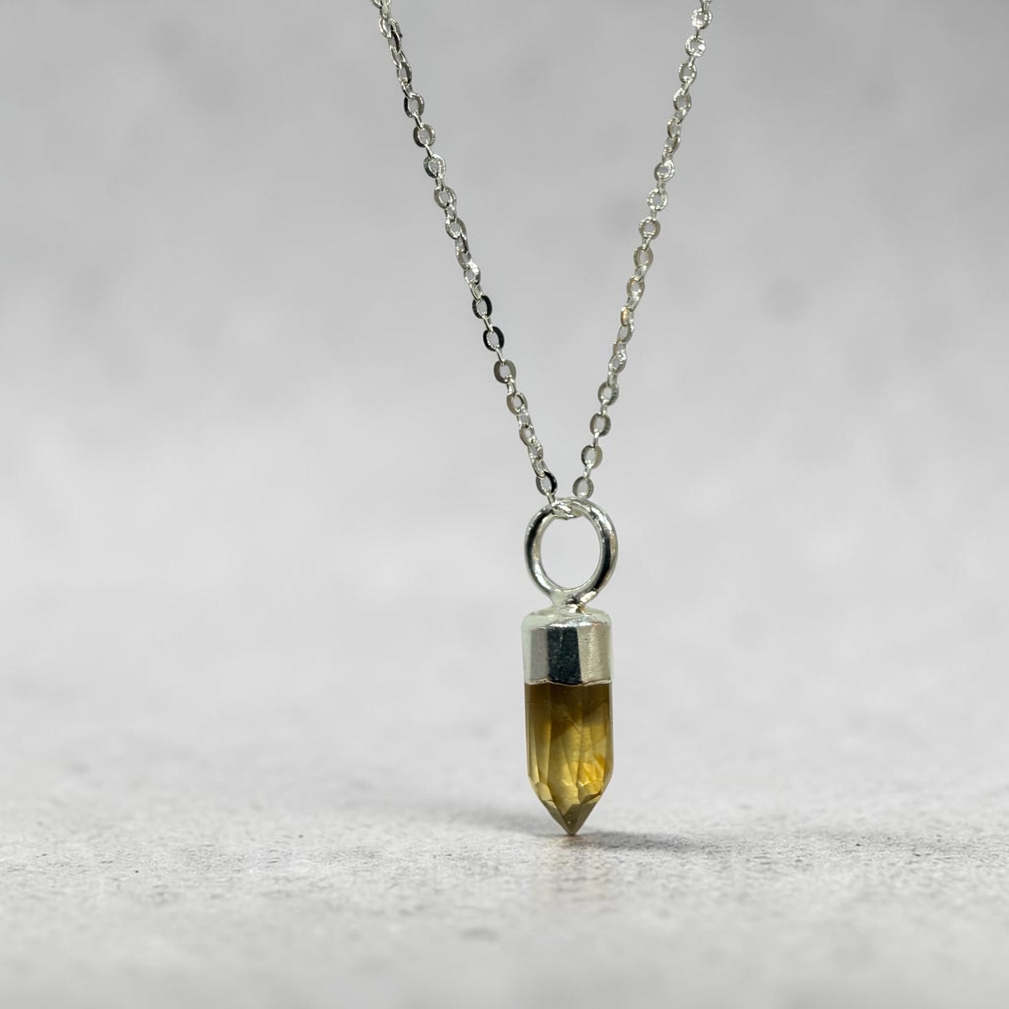 Citrine Faceted Point Pendant in Sterling Silver