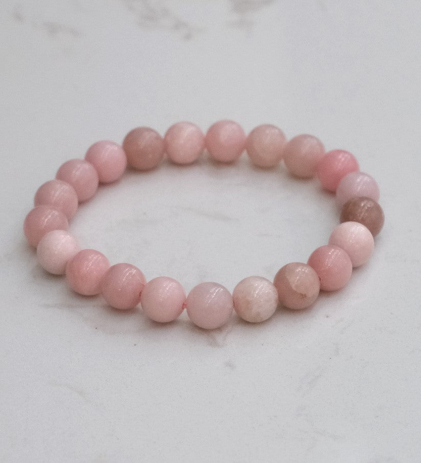 Pink Opal Bead Bracelet - Love, Empathy & Self Worth