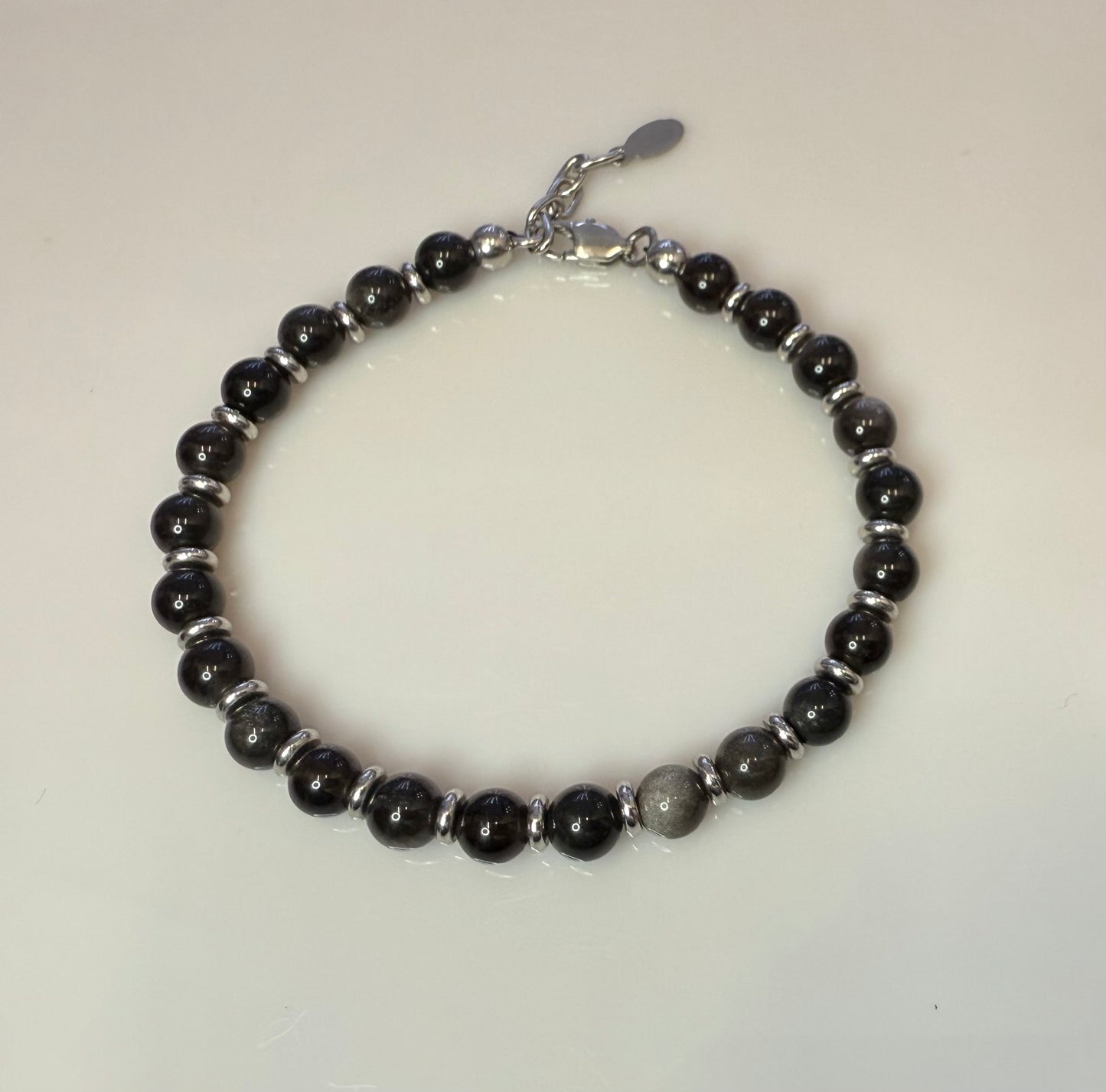 Lunar Bracelet Silver Obsidian