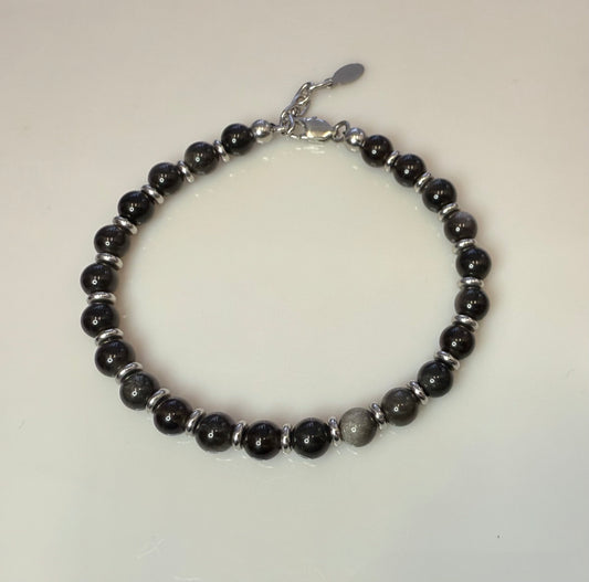 Lunar Bracelet Silver Obsidian