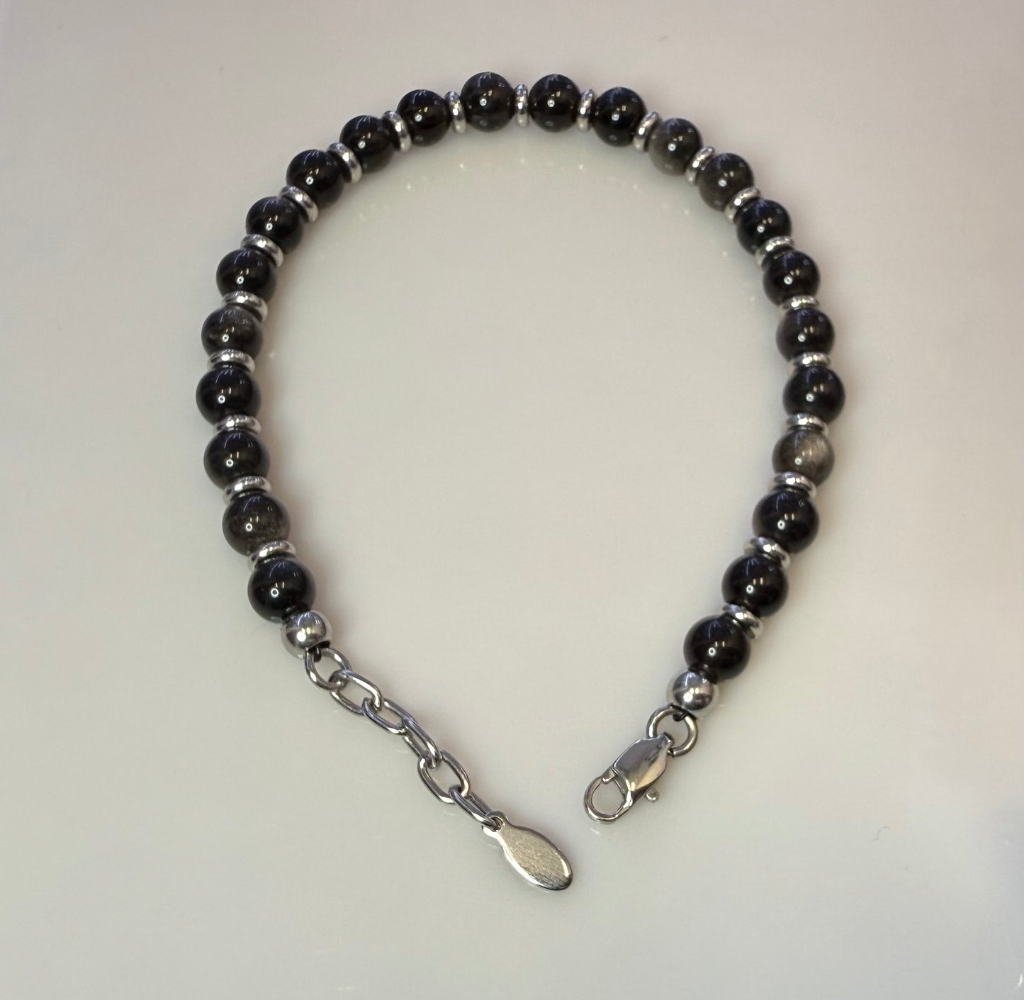 Lunar Bracelet Silver Obsidian