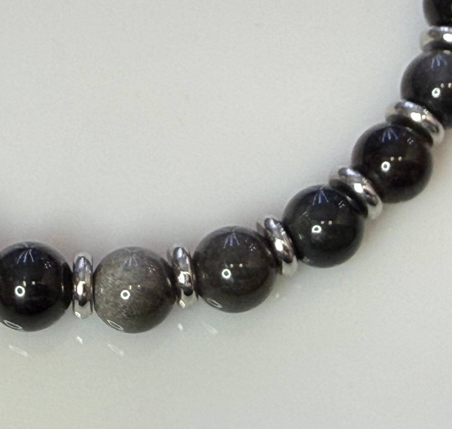 Lunar Bracelet Silver Obsidian