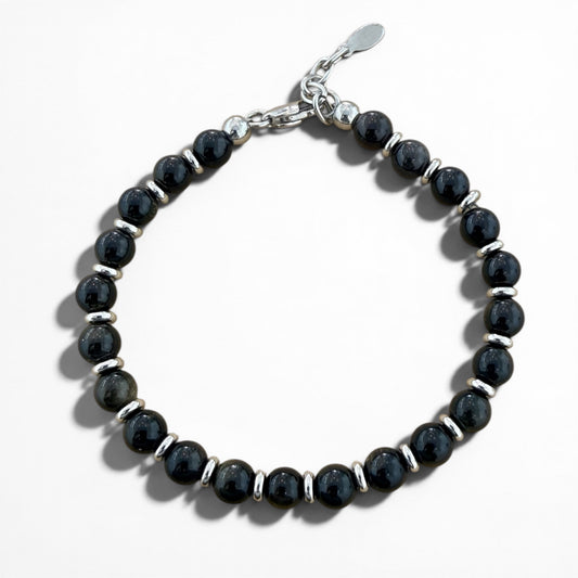 Lunar Bracelet Silver Obsidian