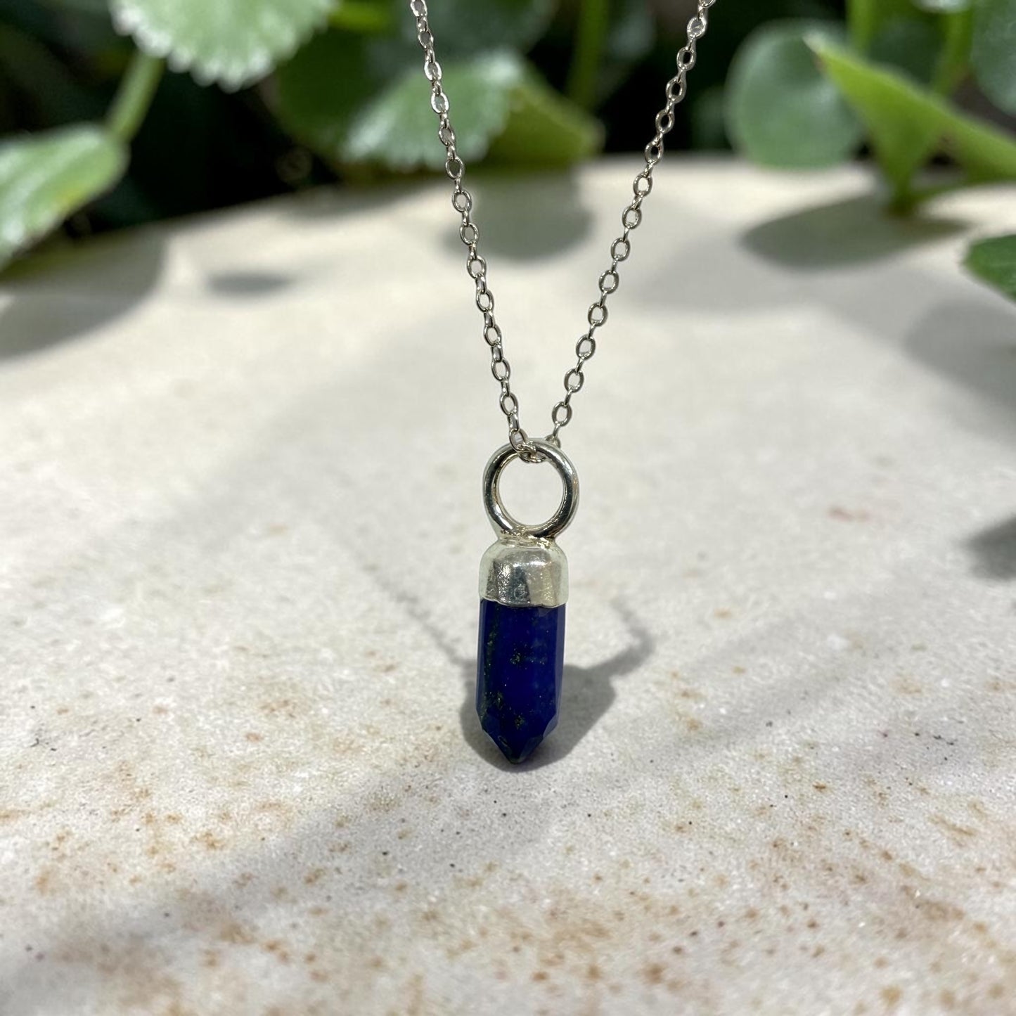 Lapis Lazuli Faceted Point Pendant in Sterling Silver