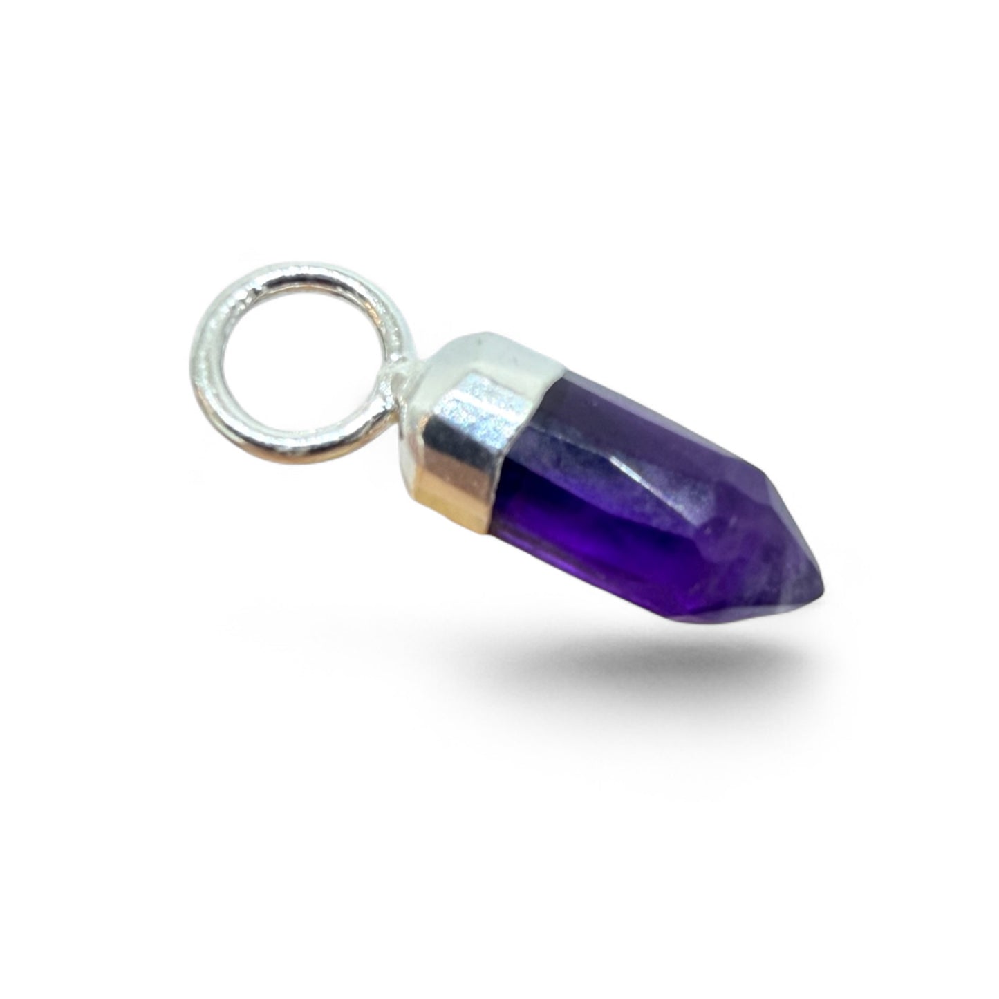 Amethyst Faceted Point Pendant in Sterling Silver