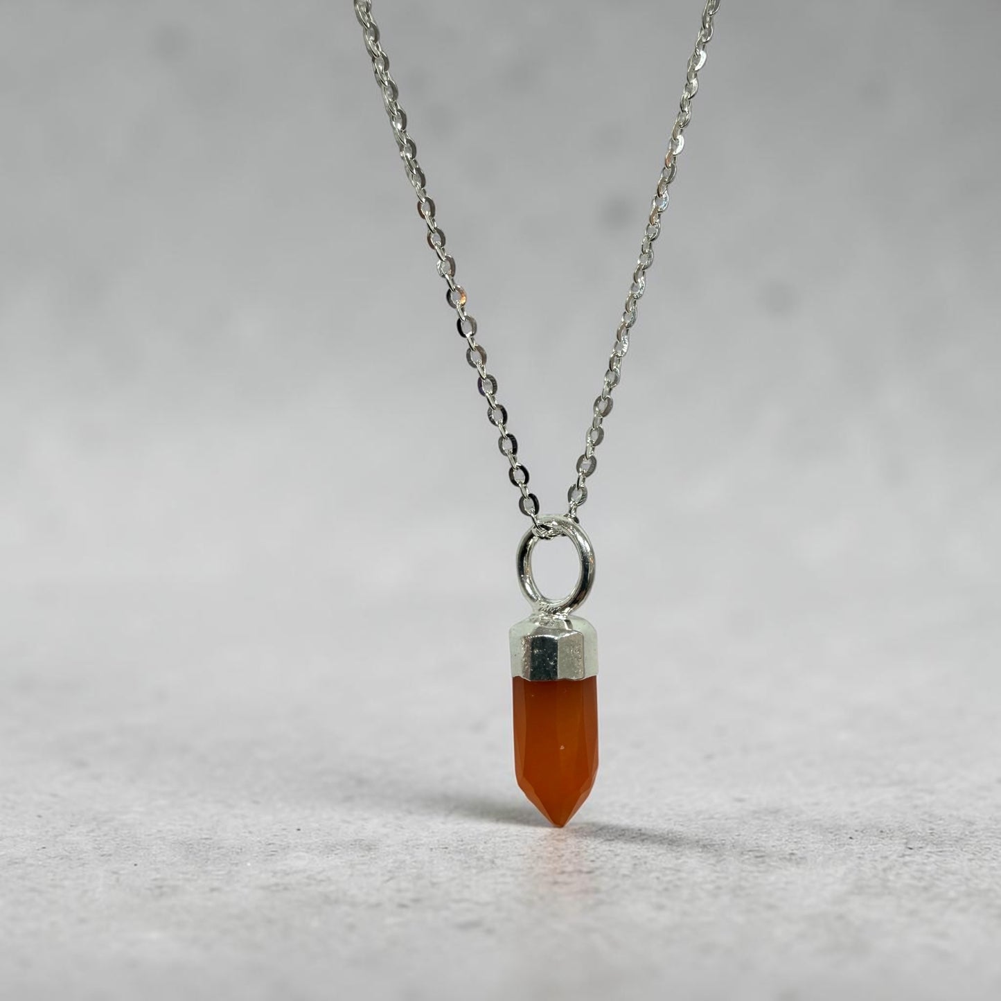 Carnelian Faceted Point Pendant in Sterling Silver